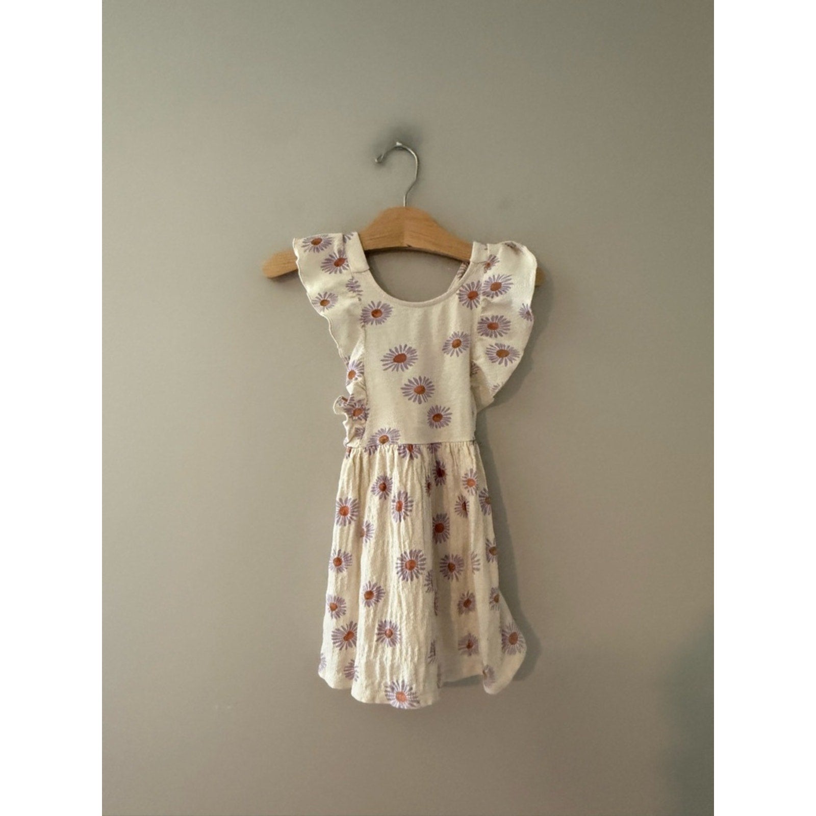 zara cream purple daisy dress 4-5Y