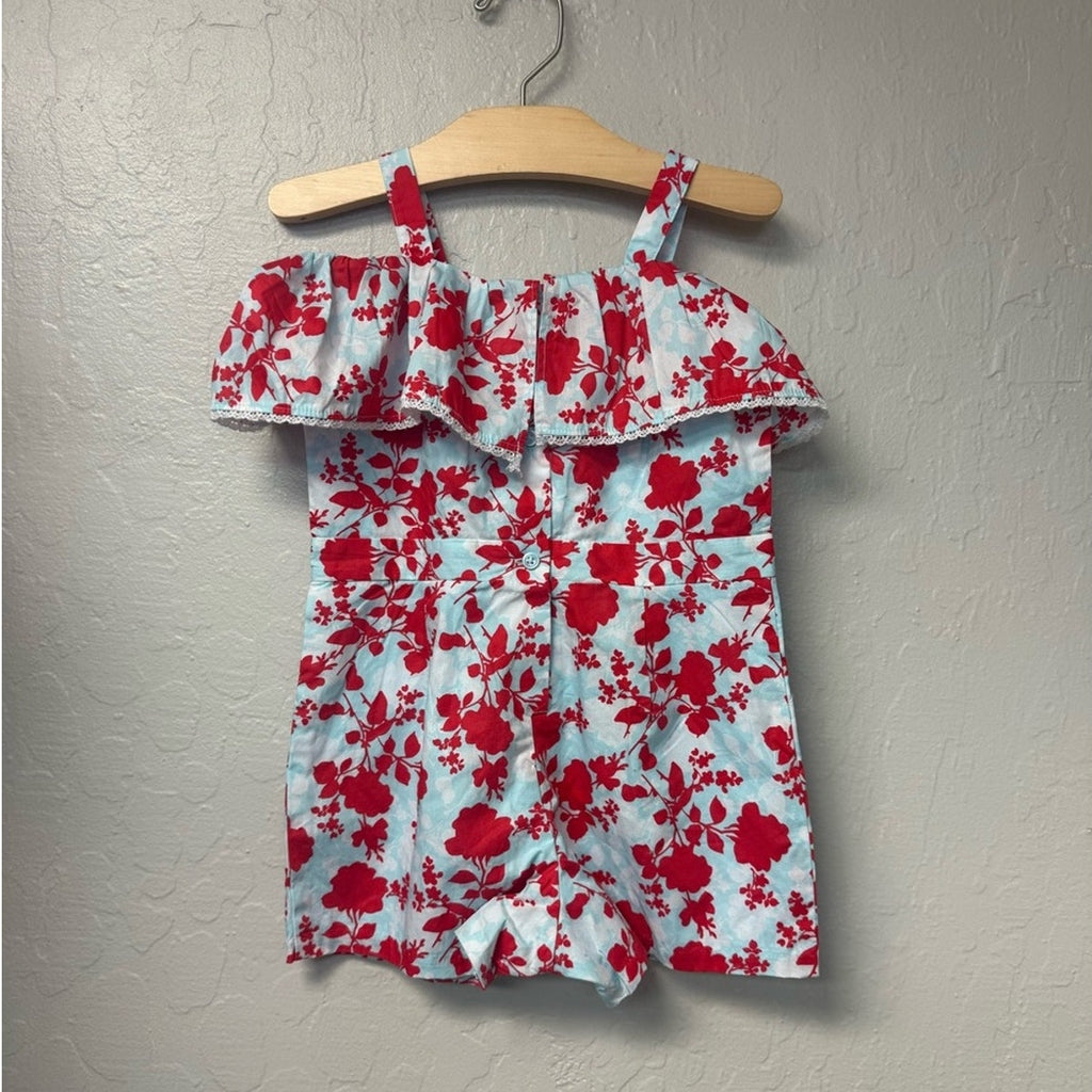 janie and jack girls' blue floral romper 4Y