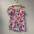 janie and jack girls' blue floral romper 4Y