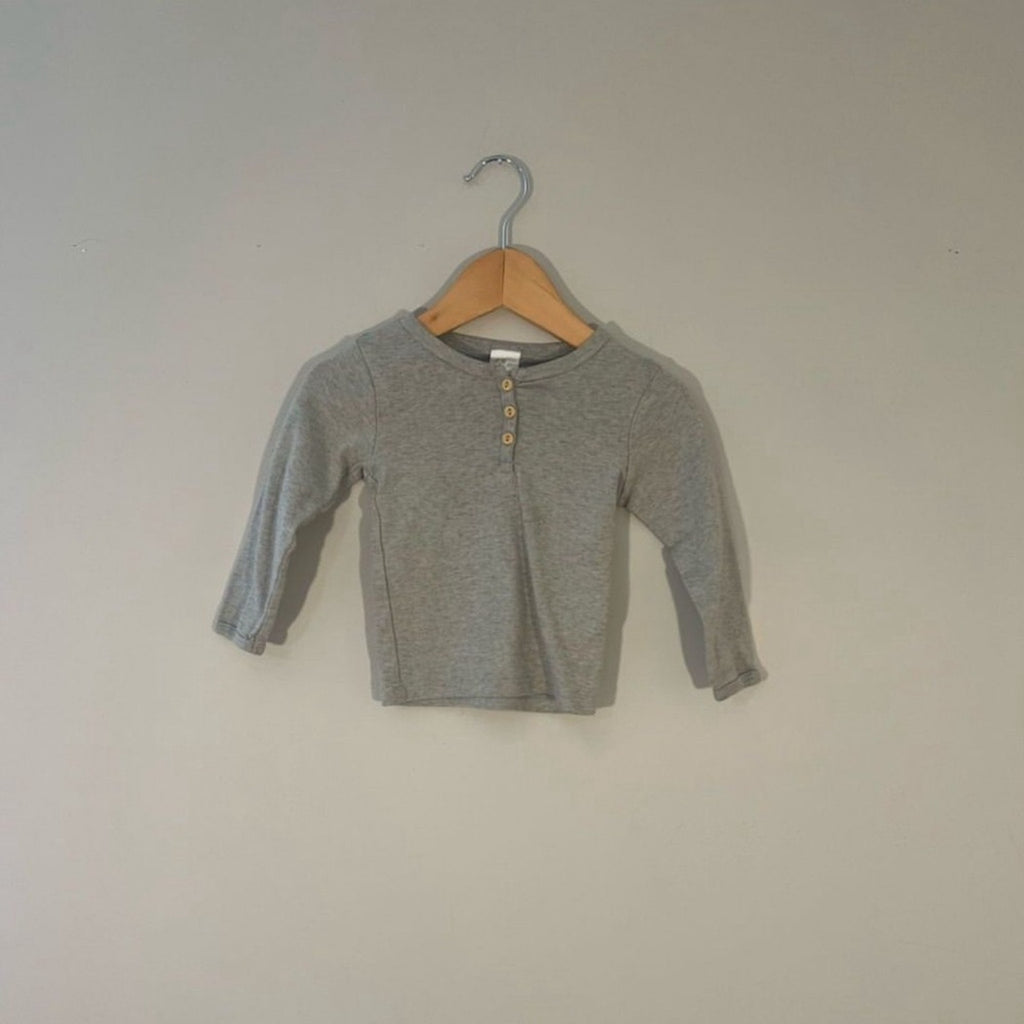 h&m green gray henley 12M