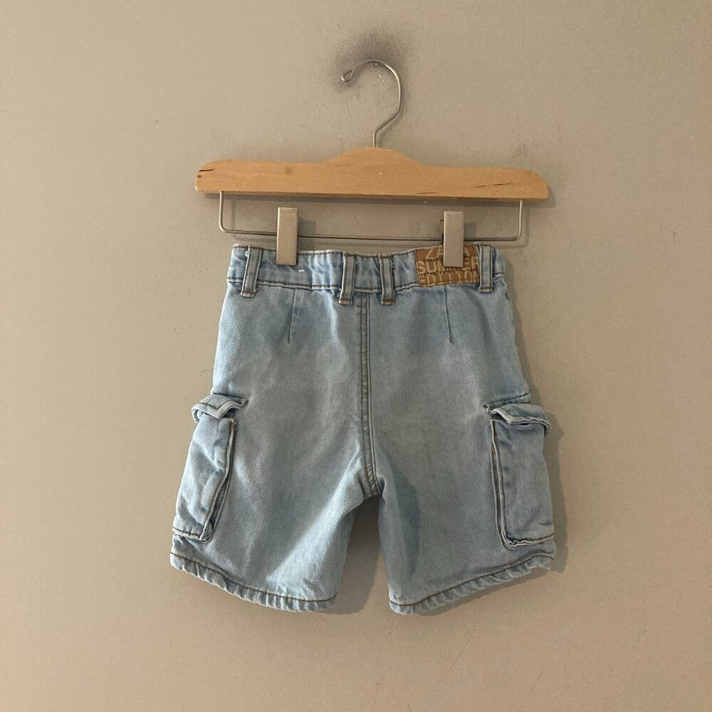 zara boys' denim cargo shorts 18-24M