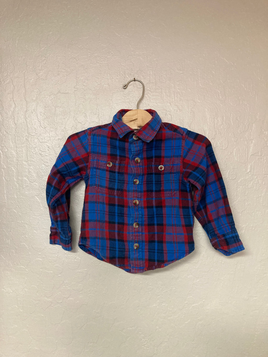 peek flannel in red and blue 2-3Y