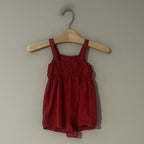 old navy girls' red linen romper 12-18M