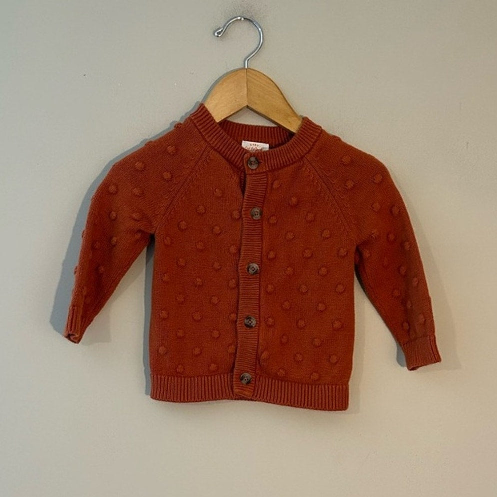 cat & jack bobble orange cardigan 12M