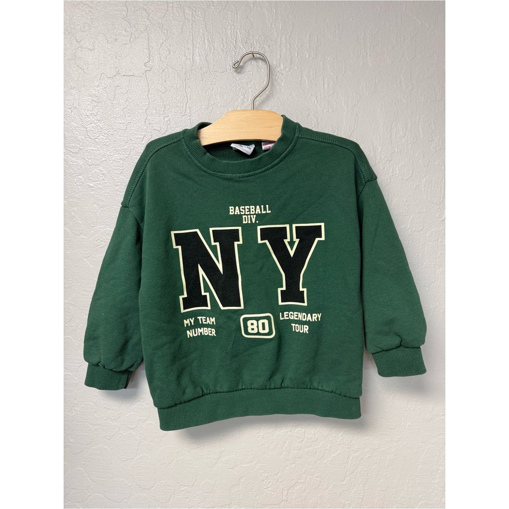 zara boys' green sweatshirt baseball 5Y