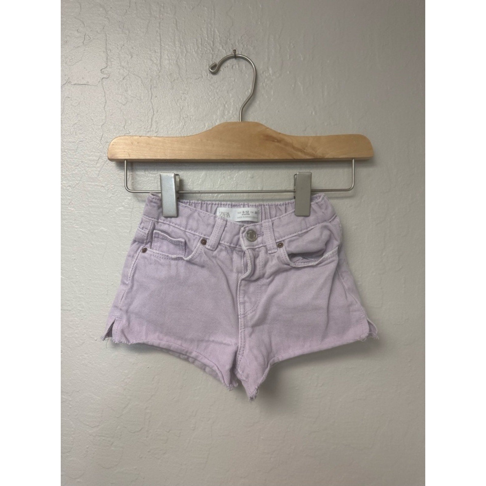 zara girls' purple denim shorts 12-18M