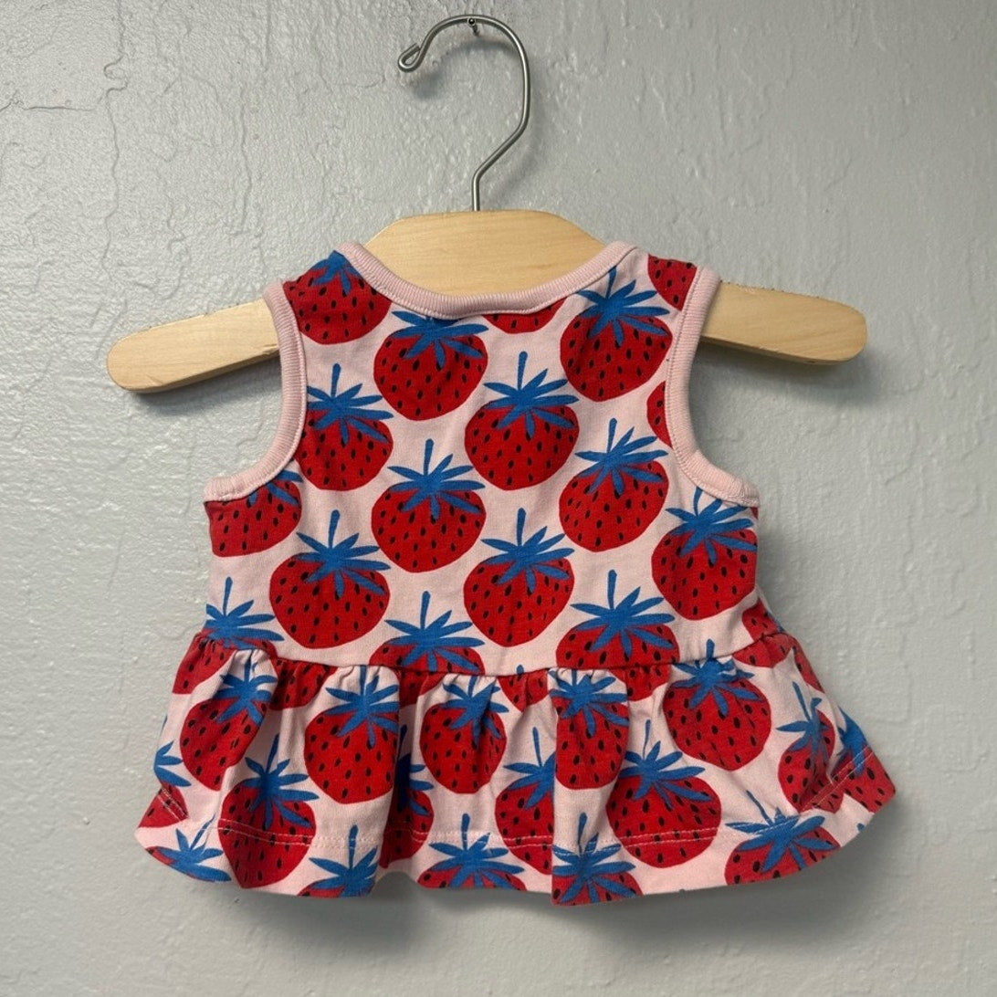 hanna andersson pink strawberry top 6-12M