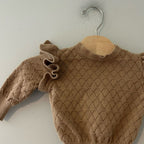 mebie baby brown pointelle sweater 3-6M