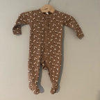 quincy mae girls' tan floral footie 6-12M