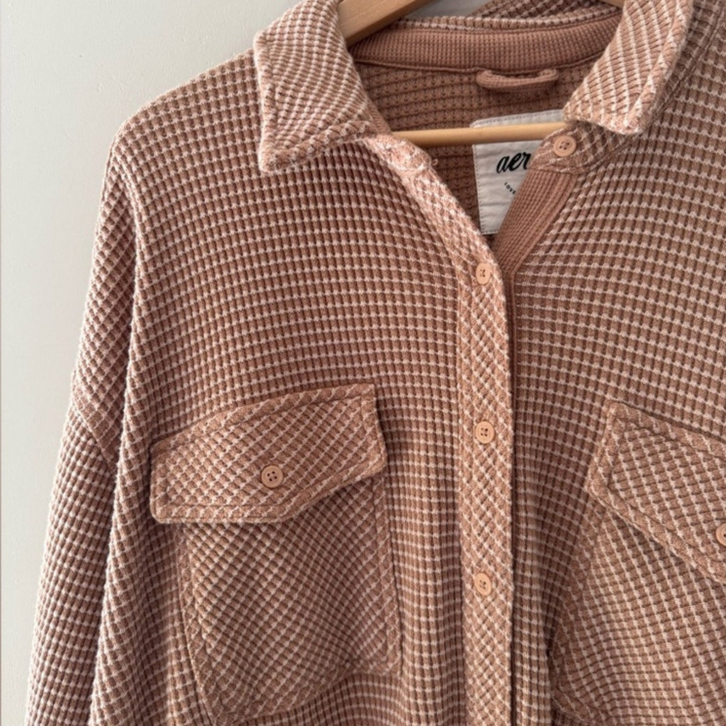 aerie tan shacket LARGE