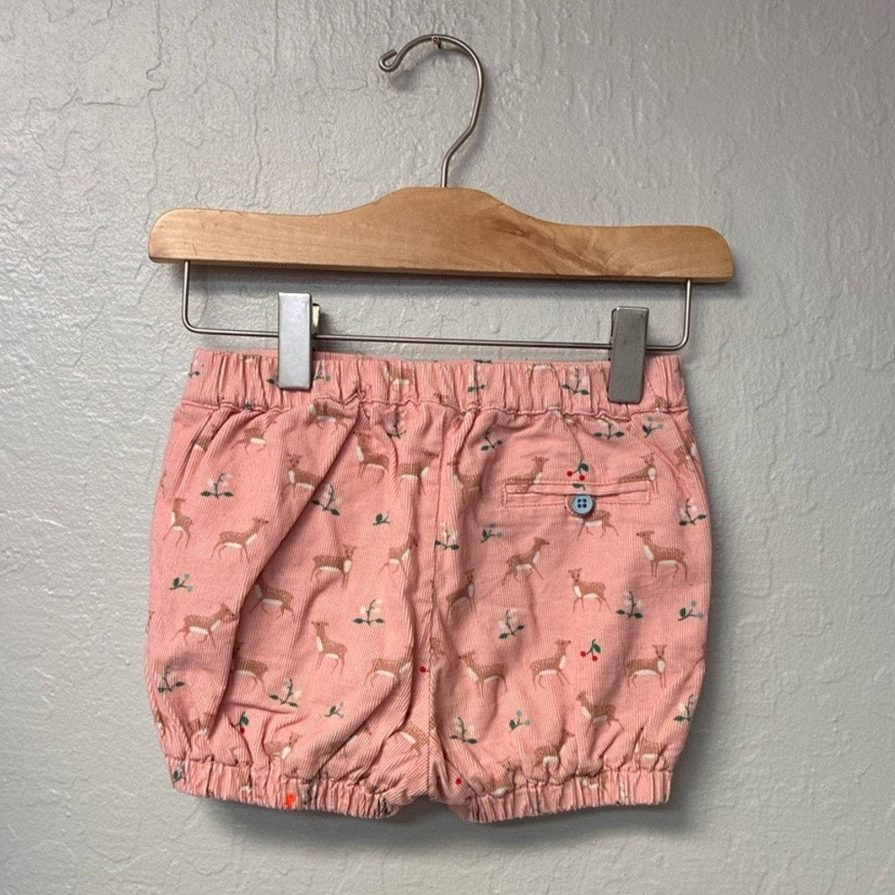 mini boden pink corduroy deer shorts 2-3Y