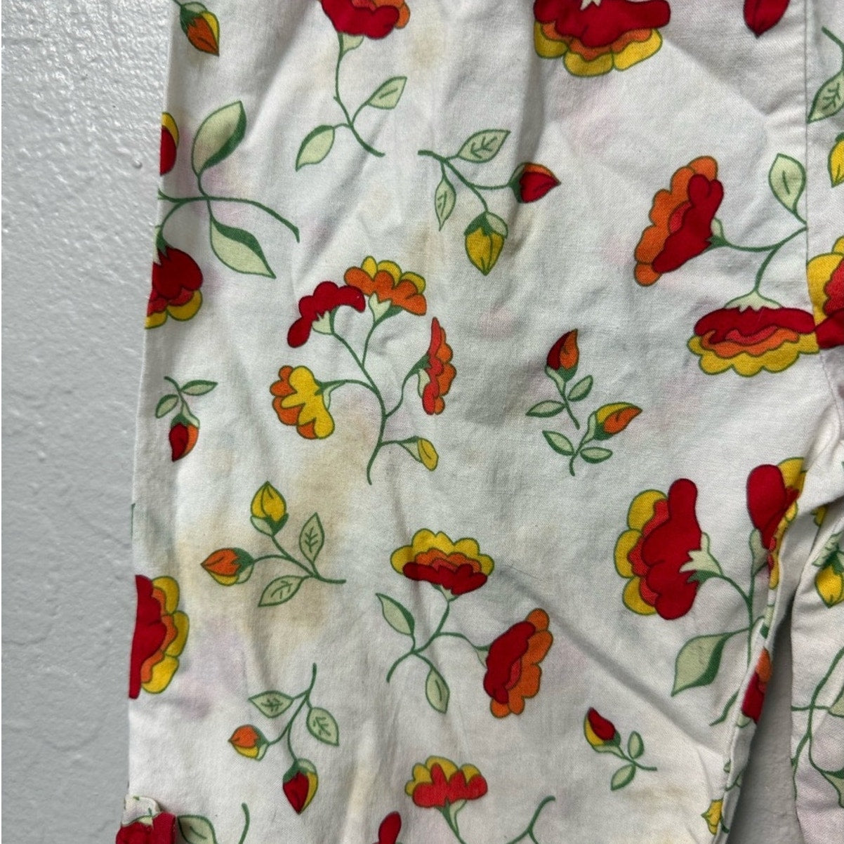hanna andersson cream cropped floral pants 3Y