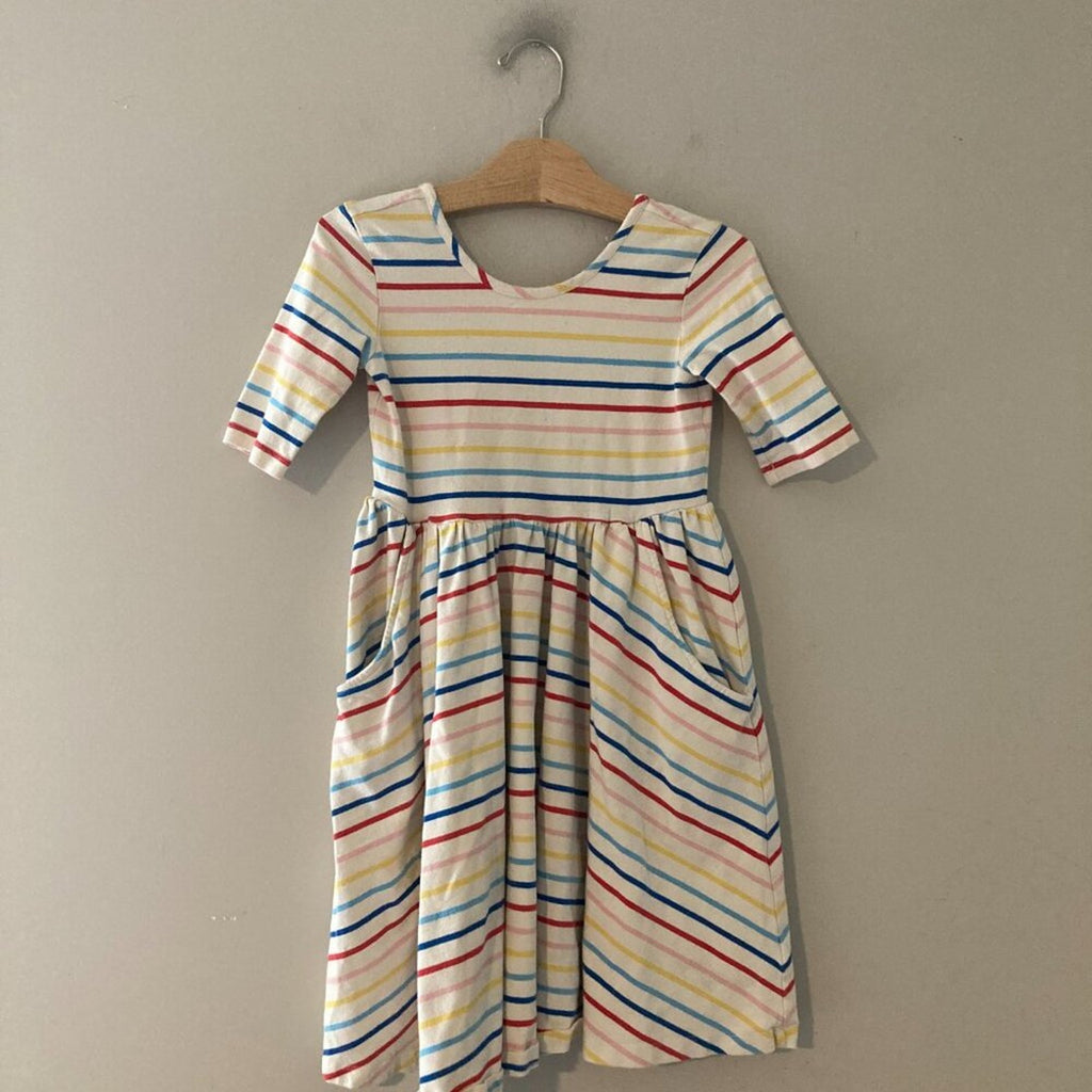hanna andersson girls' stripe twirl dress 8Y