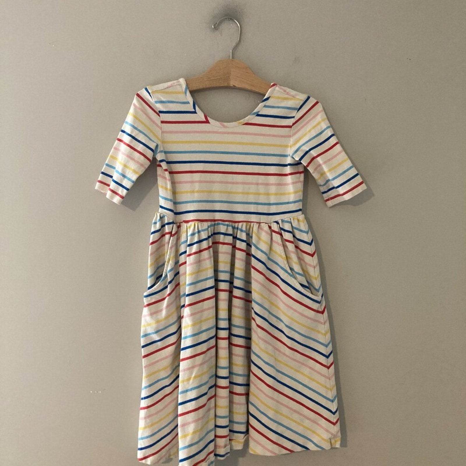 hanna andersson girls' stripe twirl dress 8Y