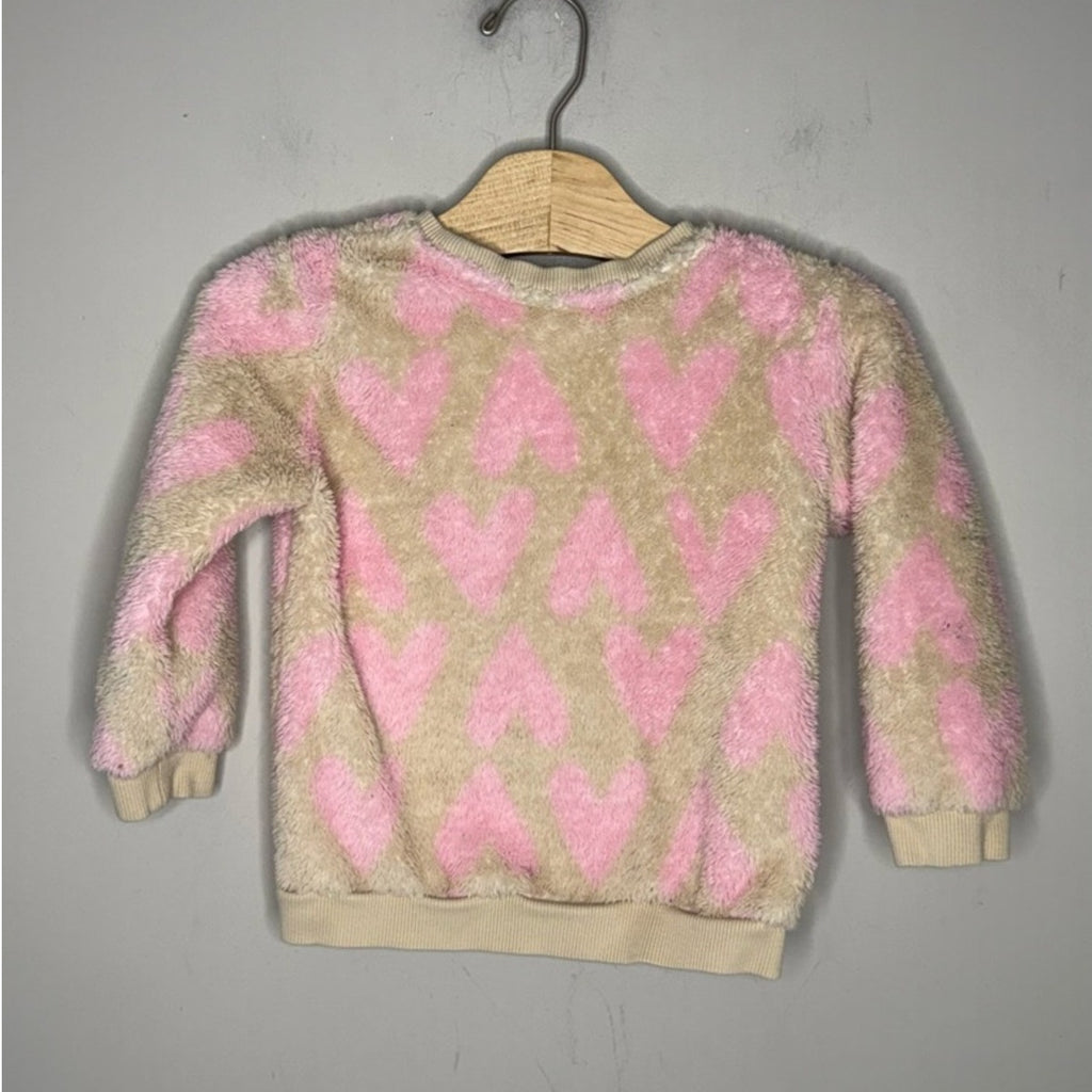 hanna andersson sherpa hearts pullover 3Y