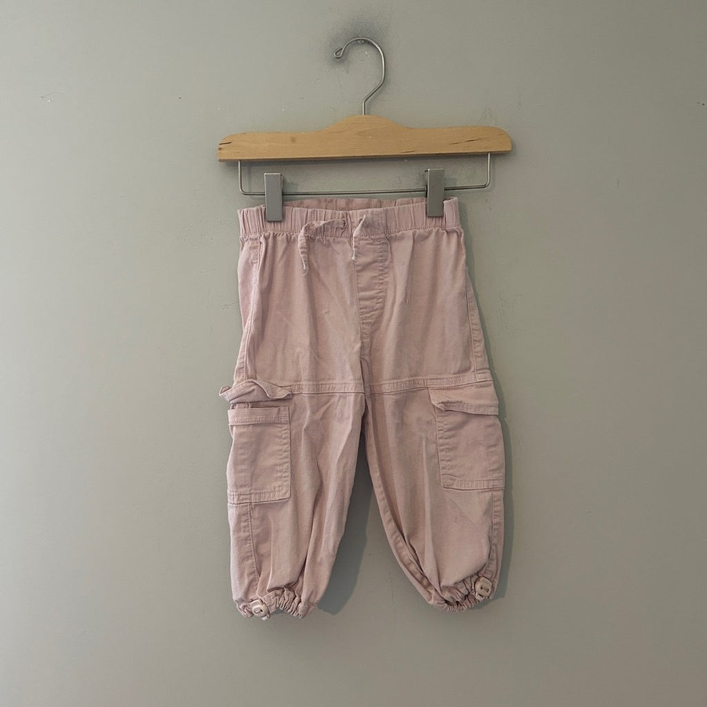 zara girls' pink cargo joggers 12-18M