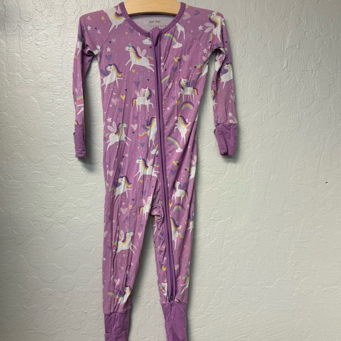 little sleepies girls' purple unicorn footie 12-18M
