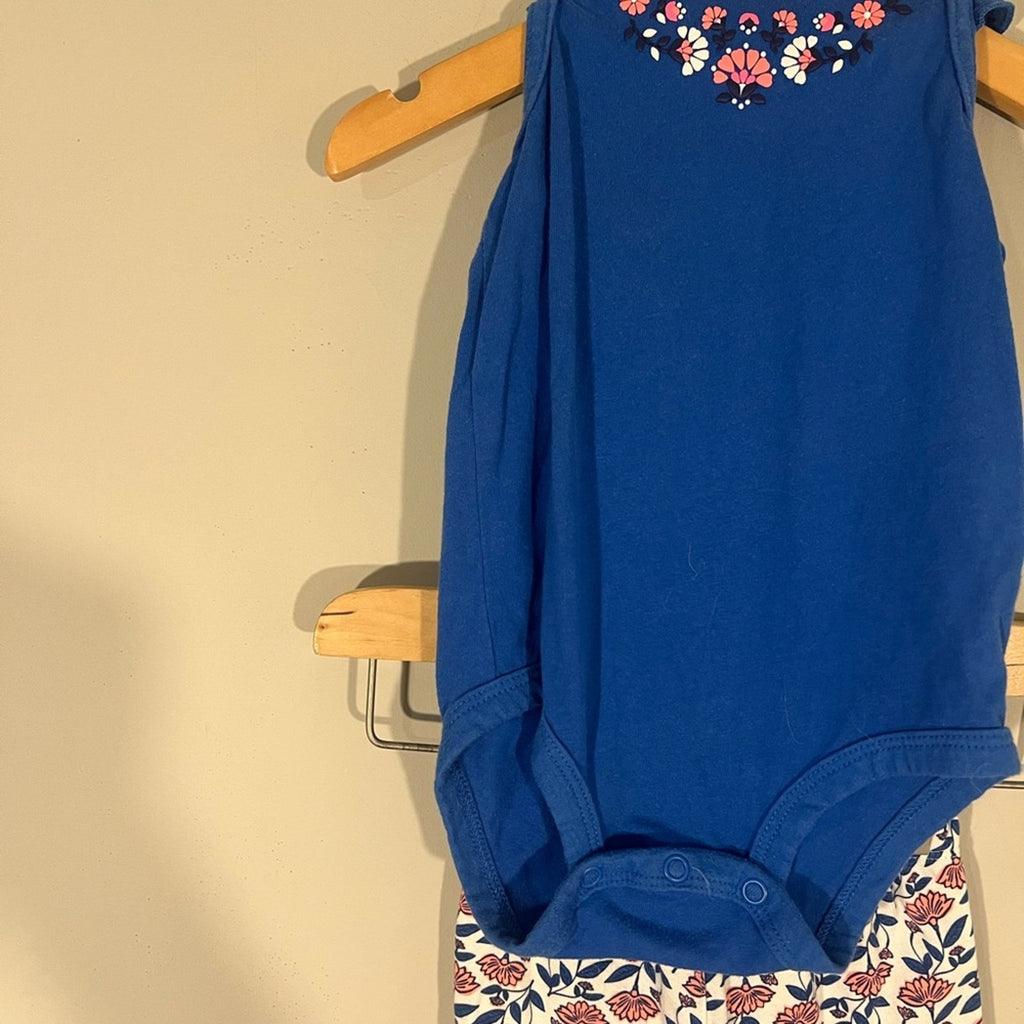carter's girls' blue floral set 9M