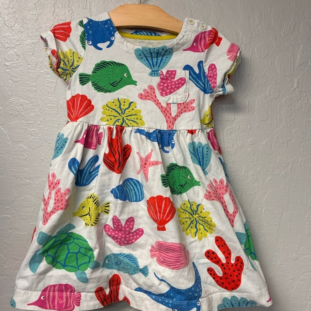 mini boden colorful fish dress 3-4Y