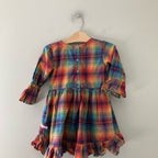 rufflebutts plaid long-sleeve tiered dress‎ 6Y