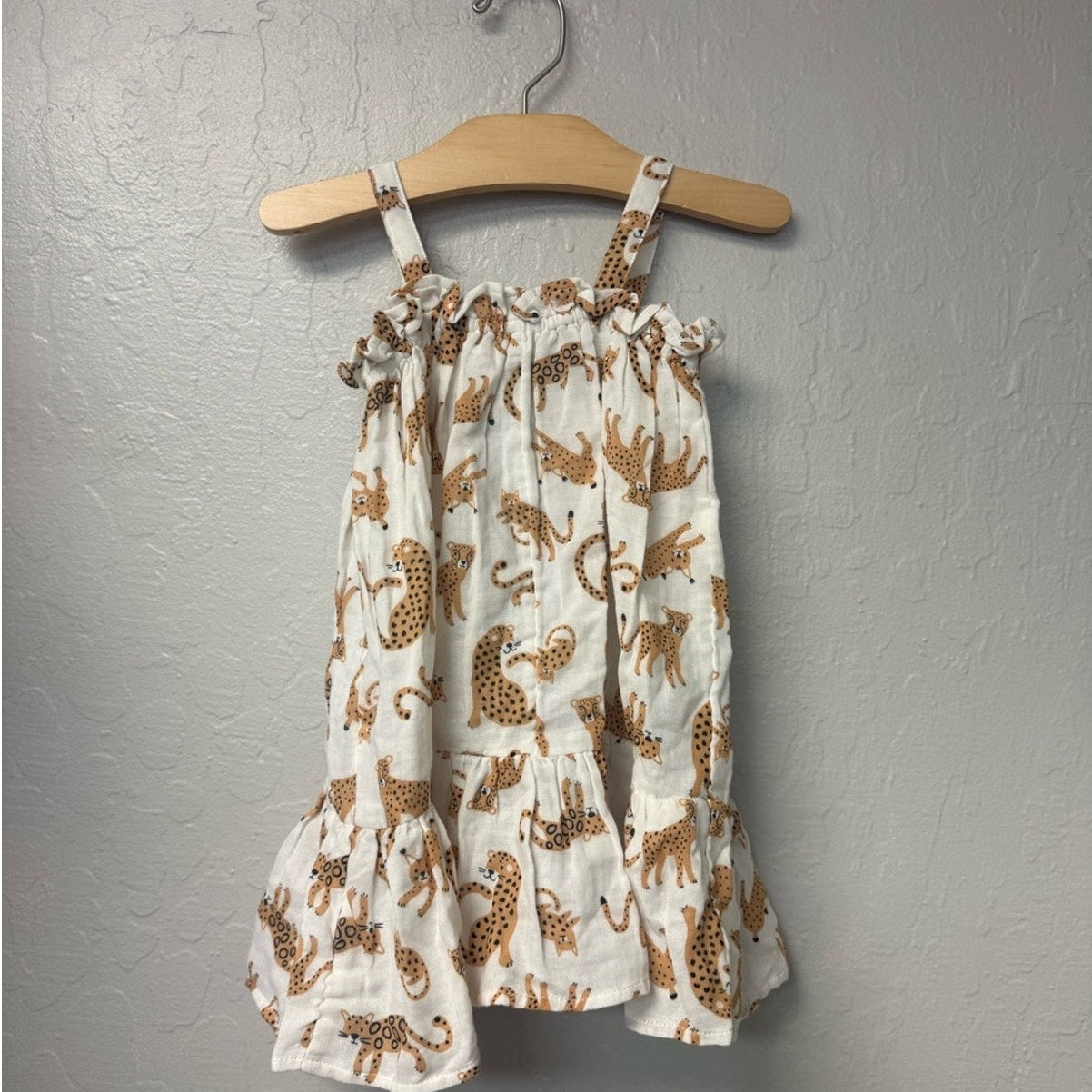 kite organic cotton cheetah slip dress 12-18M