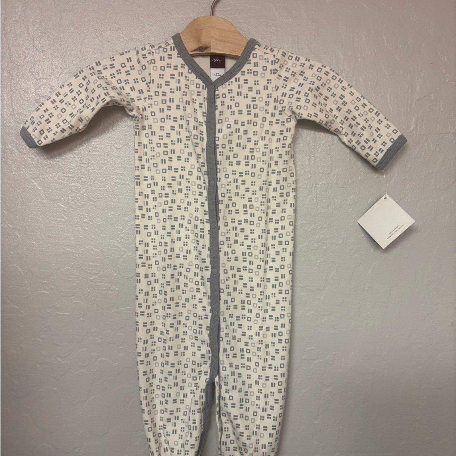 tea collection girls' gray romper 3-6M