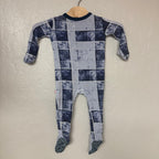 posh peanut blue bamboo footie 12-18M