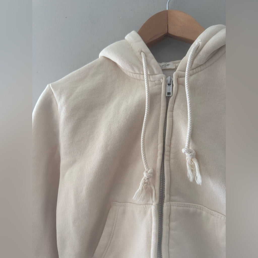 brandy melville cream hoodie zip-up