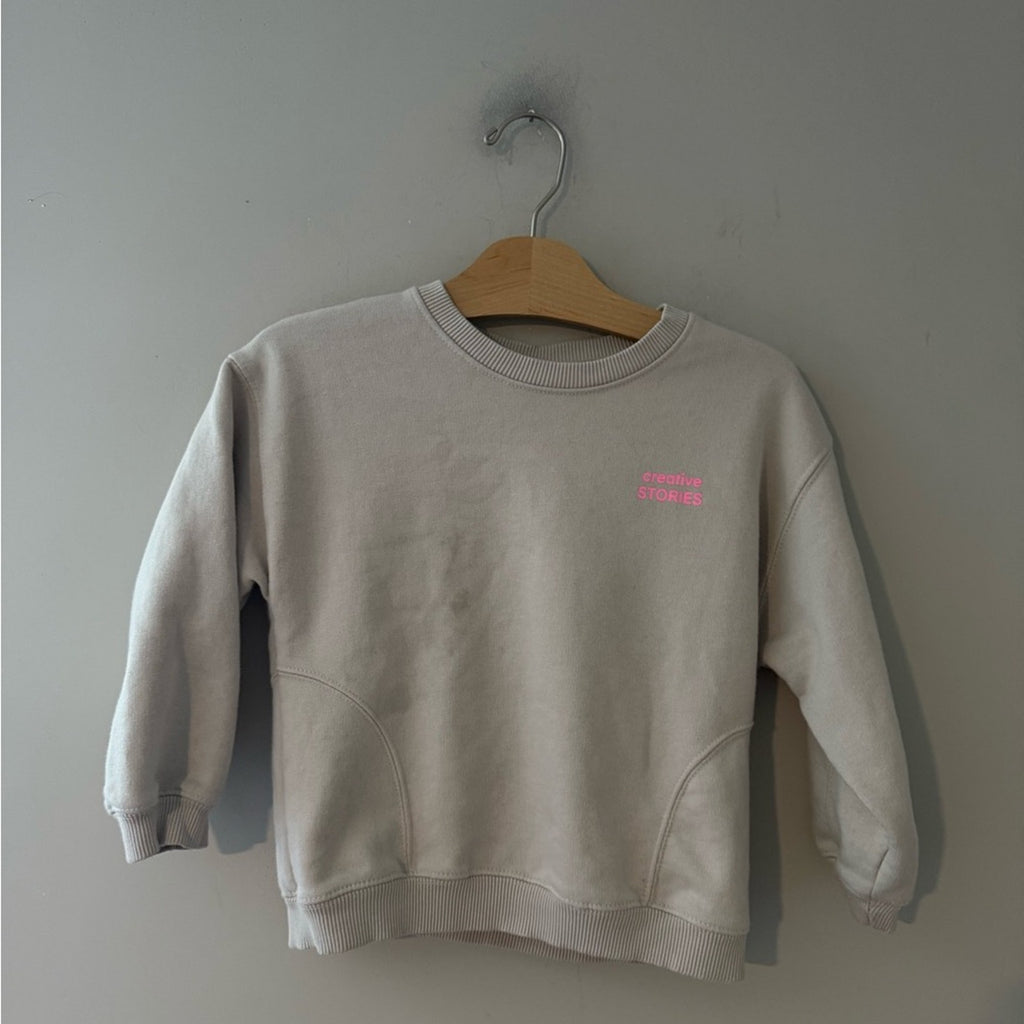 zara neutral beige graphic sweatshirt 5Y
