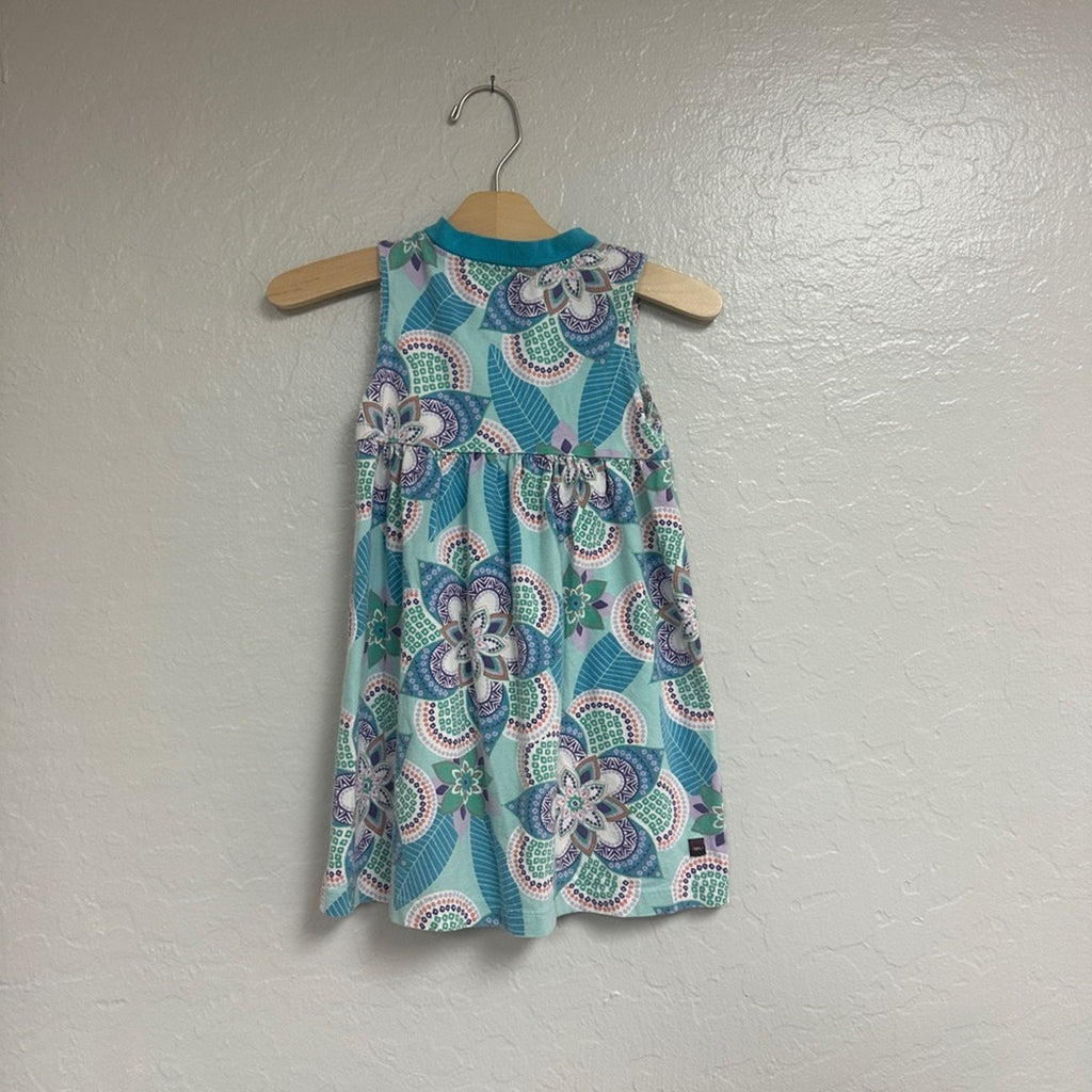 tea collection girls' blue sleeveless dress 4Y