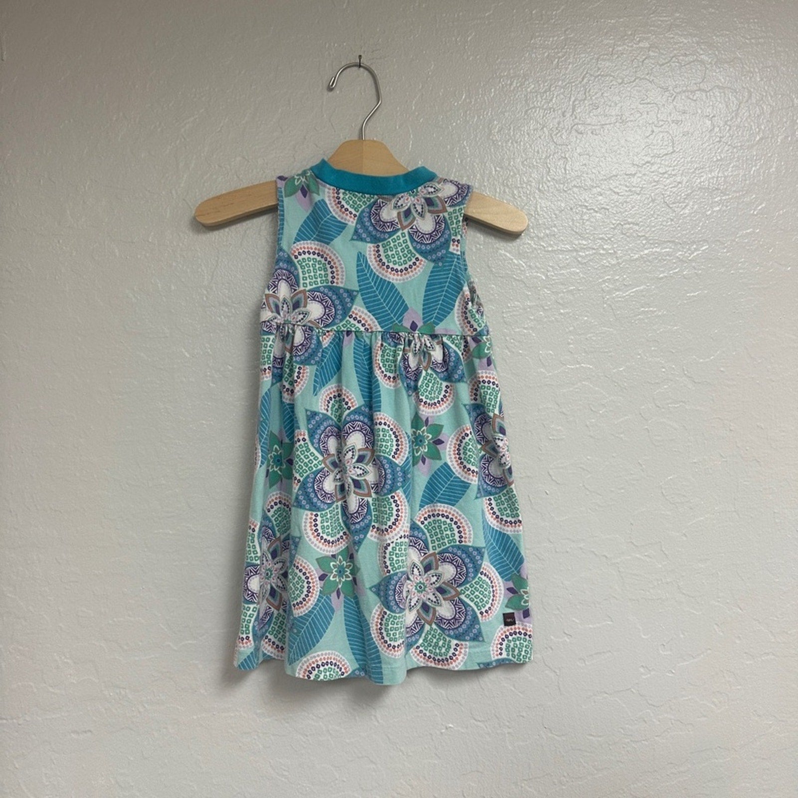 tea collection girls' blue sleeveless dress 4Y