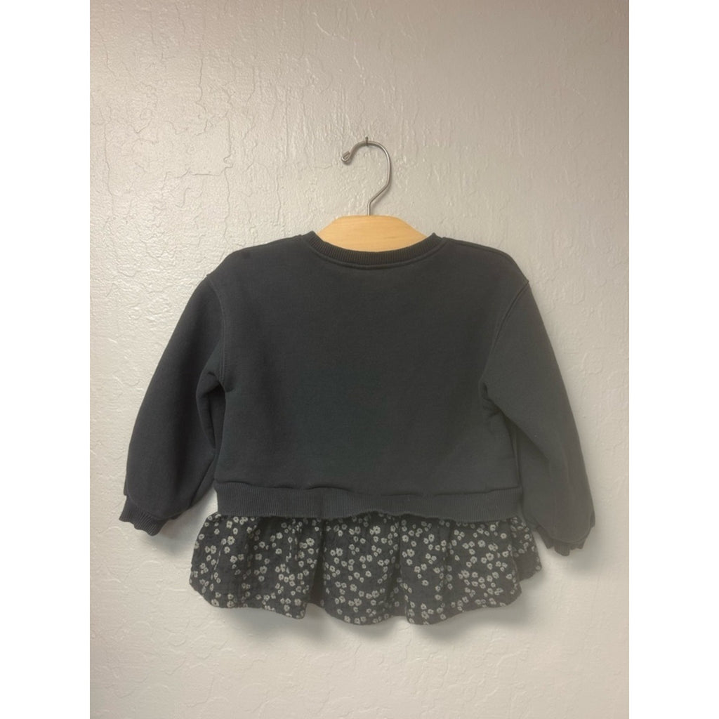 zara girls' sweatshirt floral twofer 3-4Y