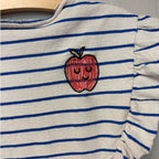 zara girls' blue and cream stripe top 5-6Y