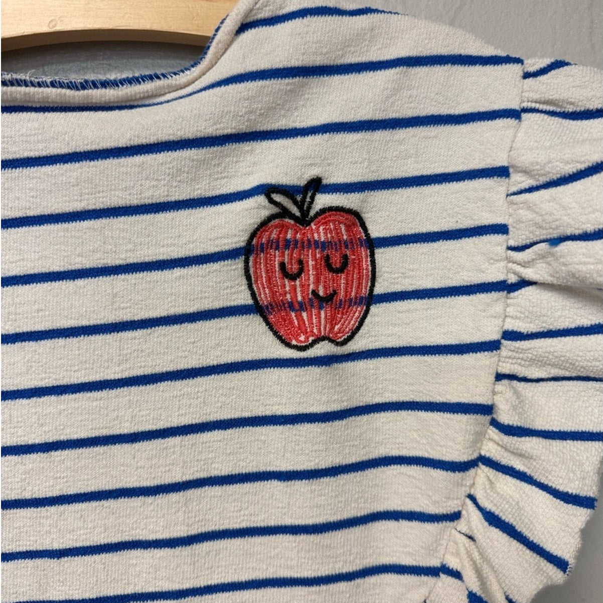 zara girls' blue and cream stripe top 5-6Y