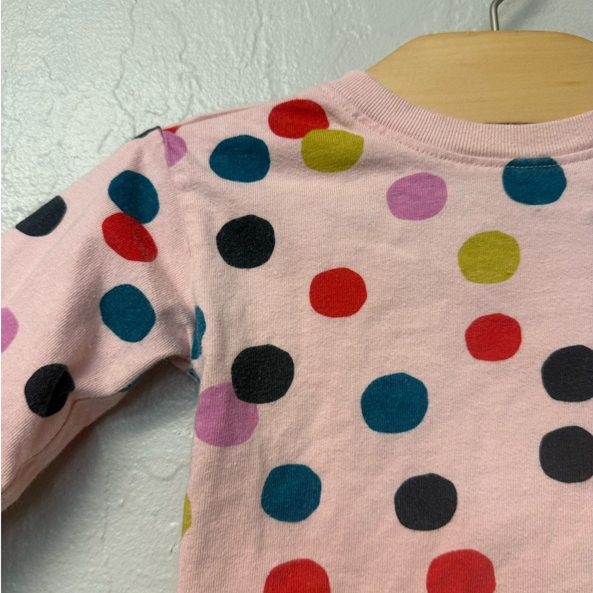 hanna andersson pink polka dot long-sleeve tee 6-12M