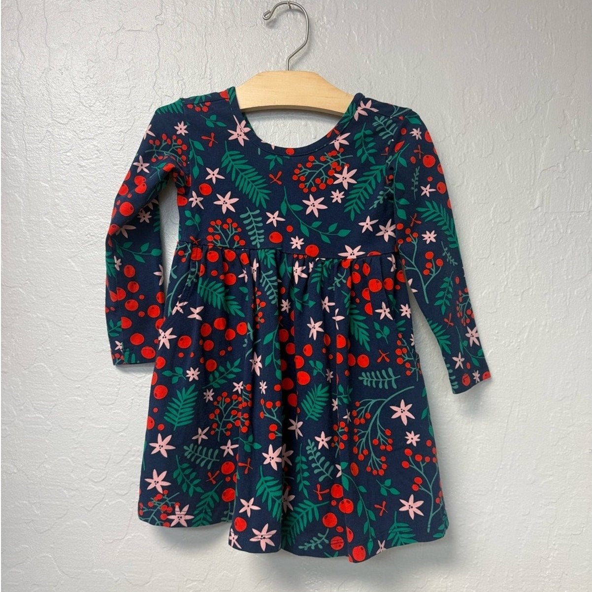 hanna andersson navy floral dress 3T