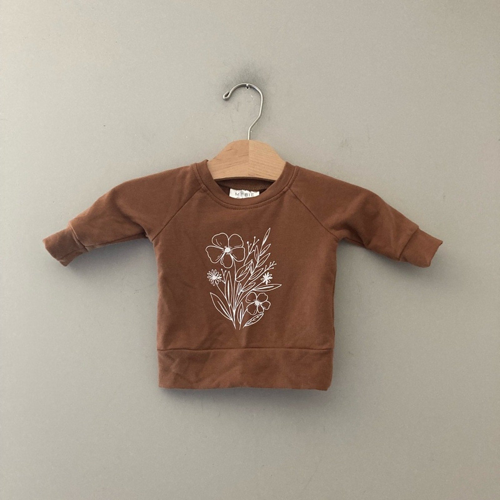 mebie baby brown floral sweatshirt 3-6M