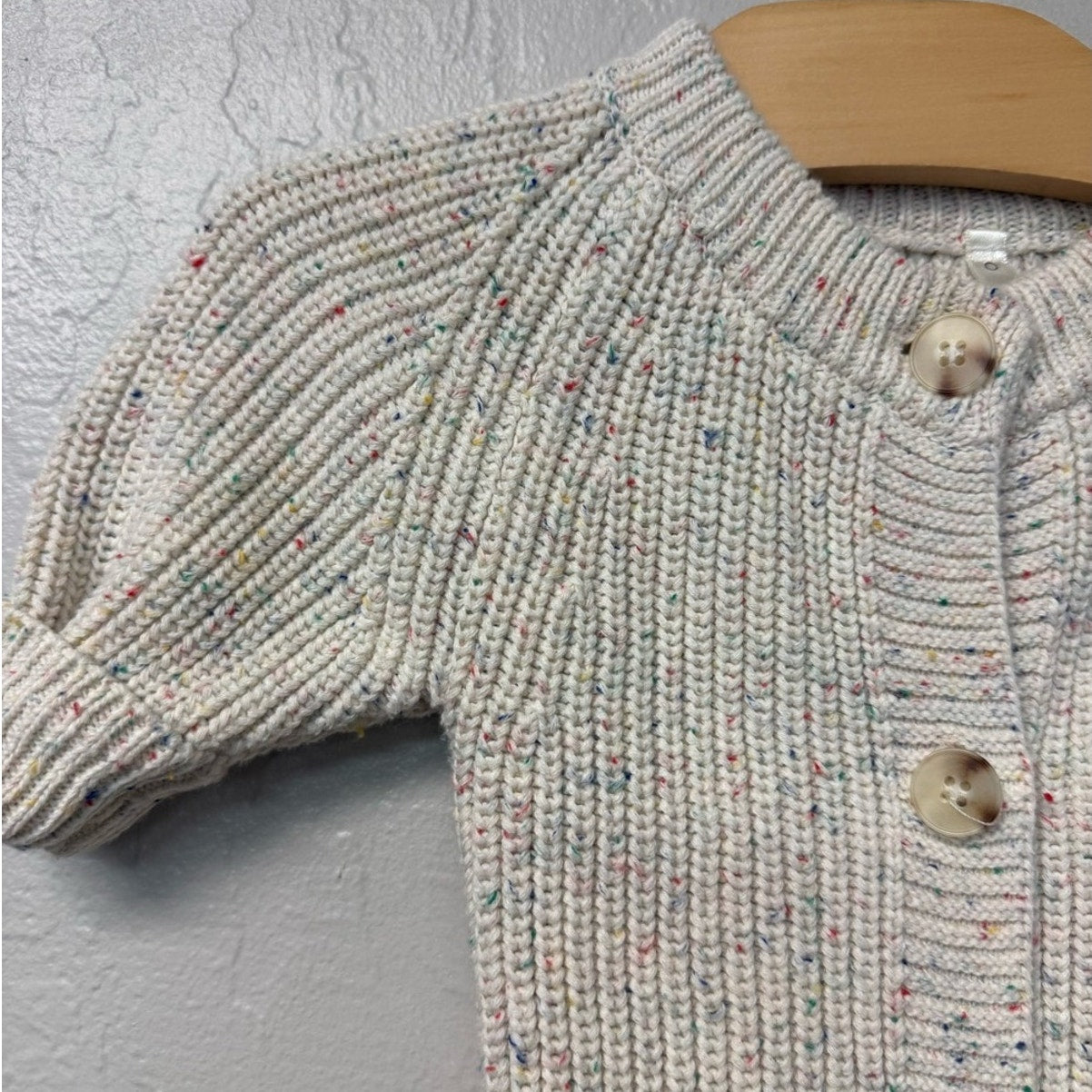 oat gender neutral confetti beige sweater romper 0-6M