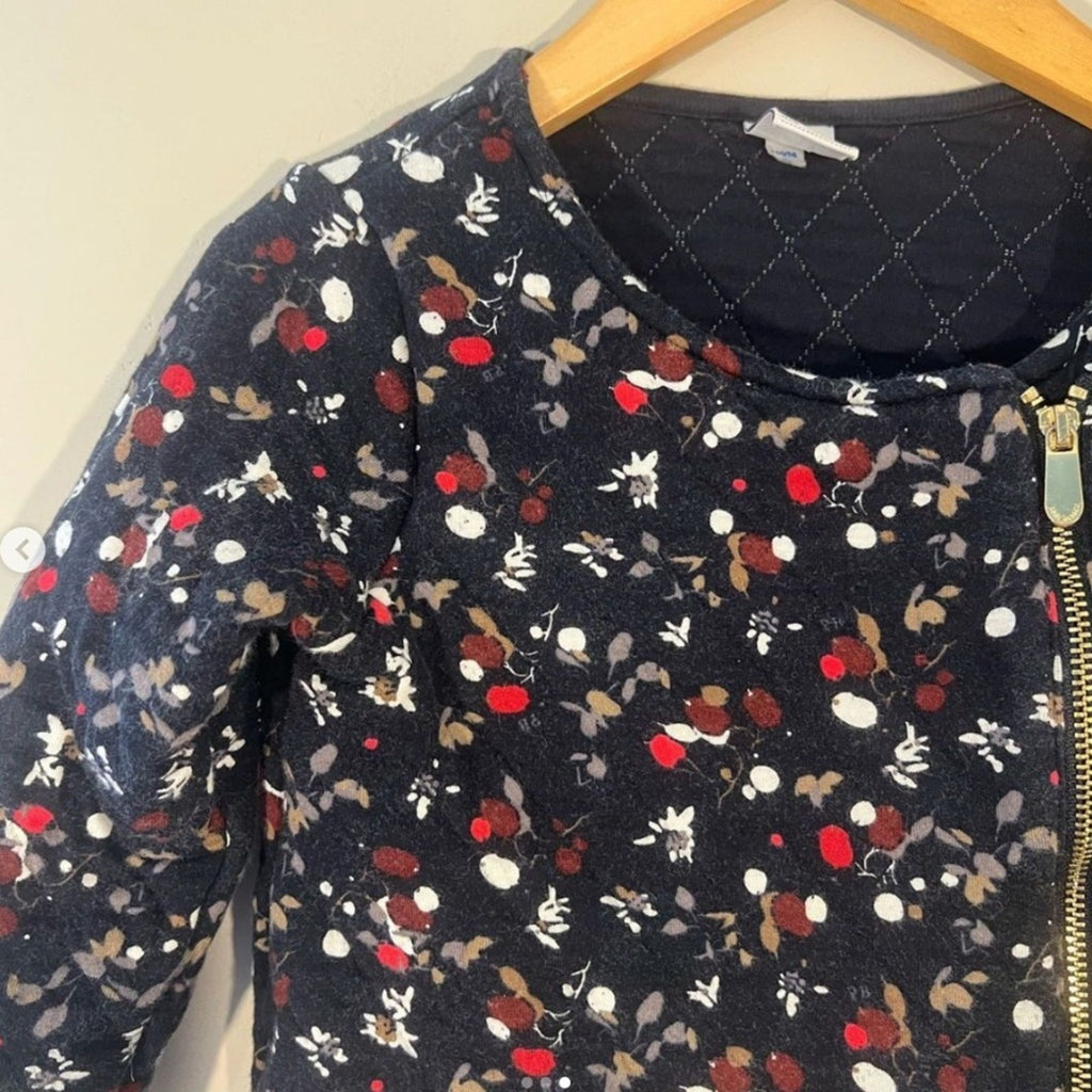 petit bateau blue floral quilted jacket 5Y