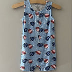 caden lane romper flag shortie romper 18-24M