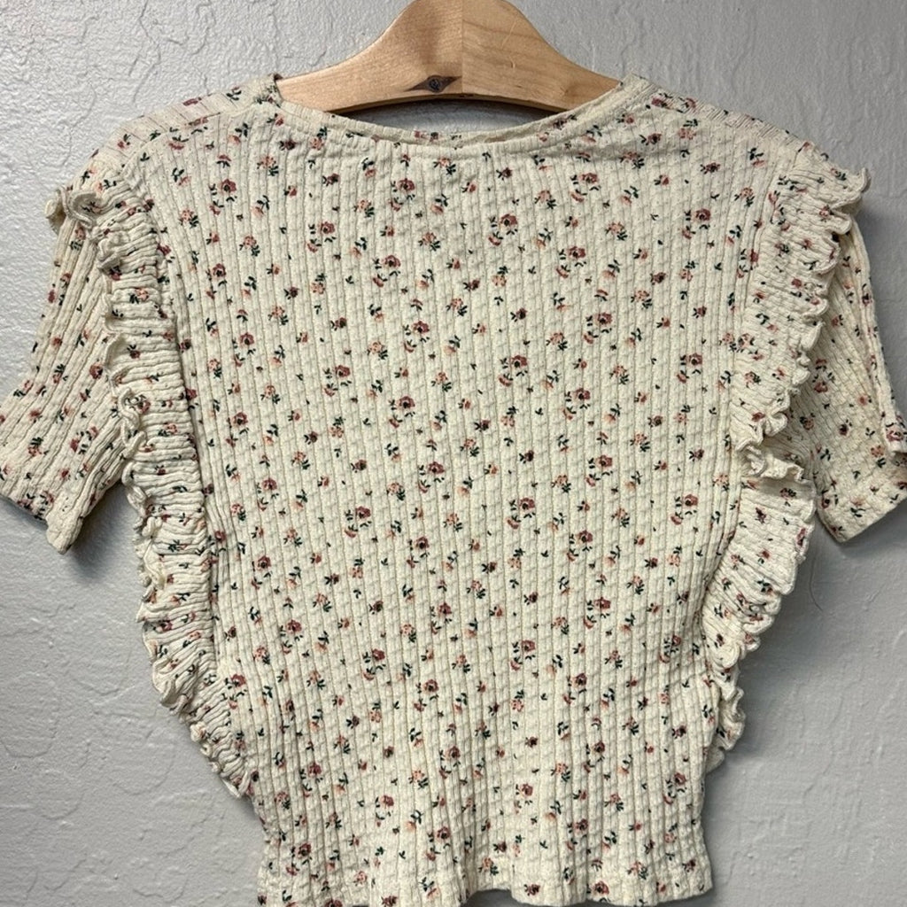 zara girls' ribbed floral shirt 10Y