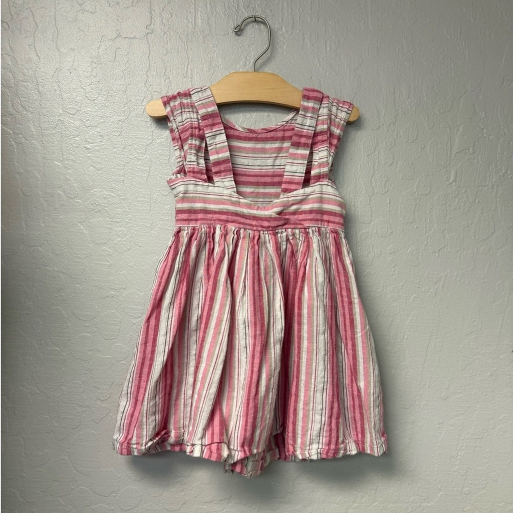 mayoral pink stripe linen dress 5Y