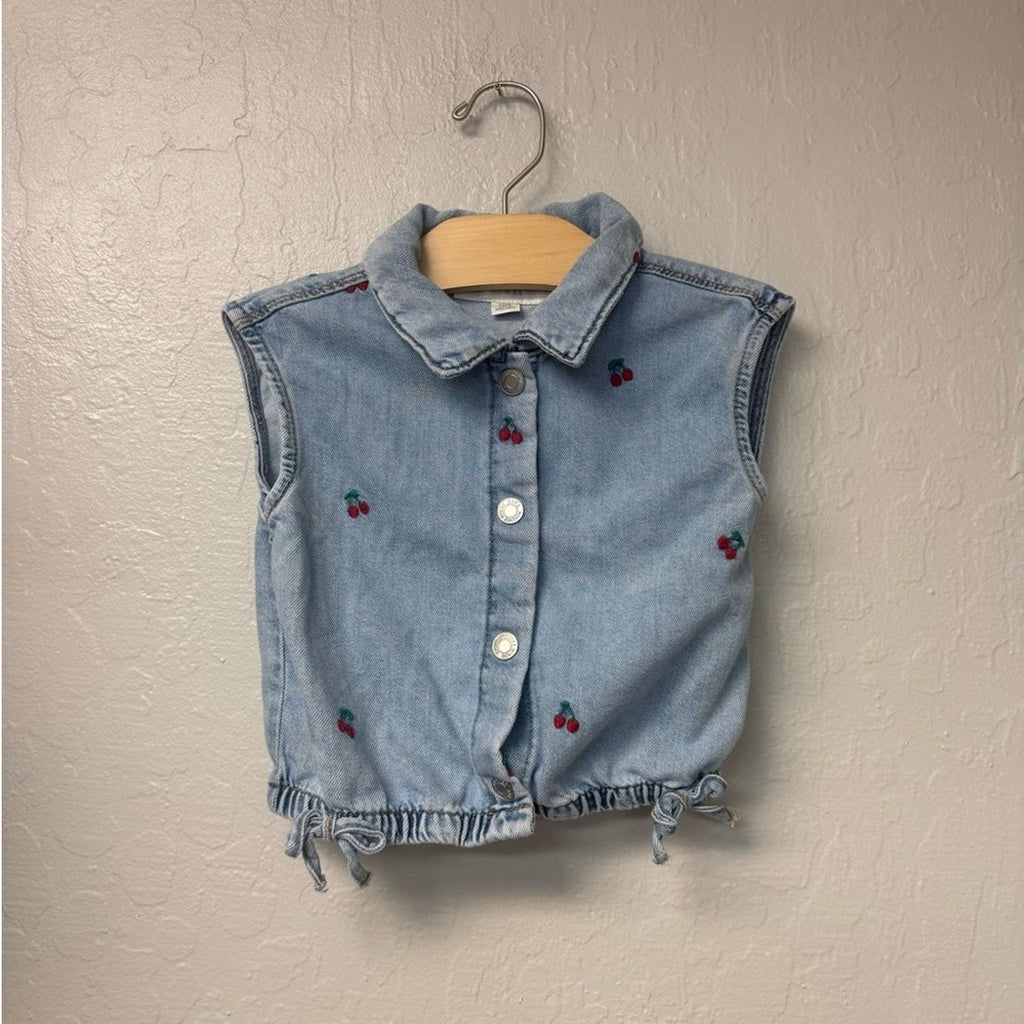 zara cherry denim top 5Y