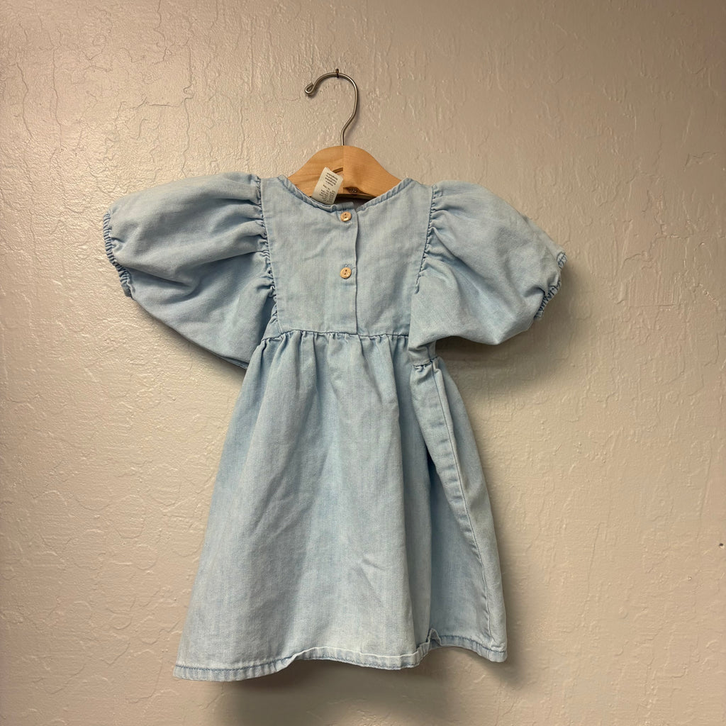 h&m girls' denim dress strawberry print 18M