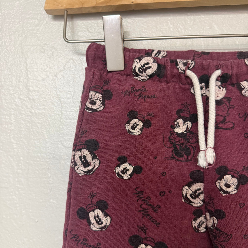 zara maroon mickey mouse sweatpants 18-24M