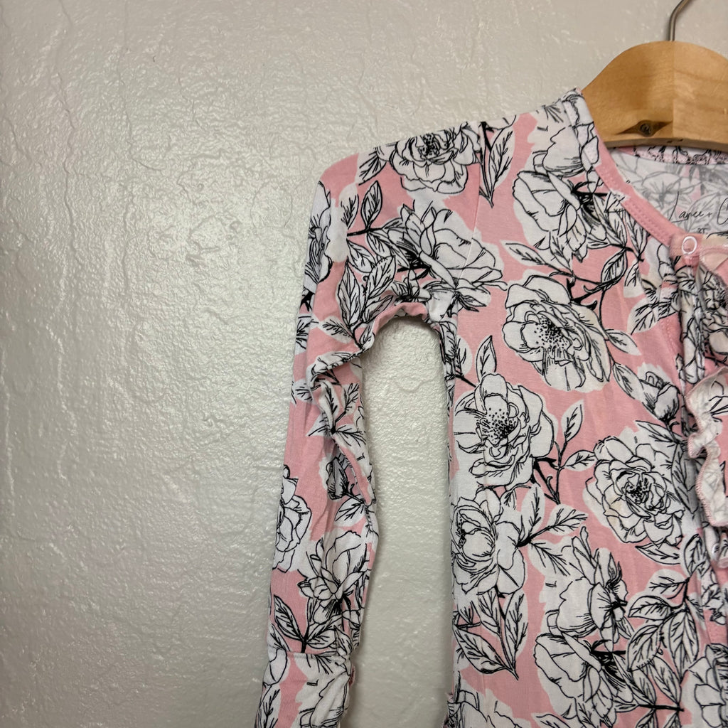 laree + co bamboo pink floral print footie 2T