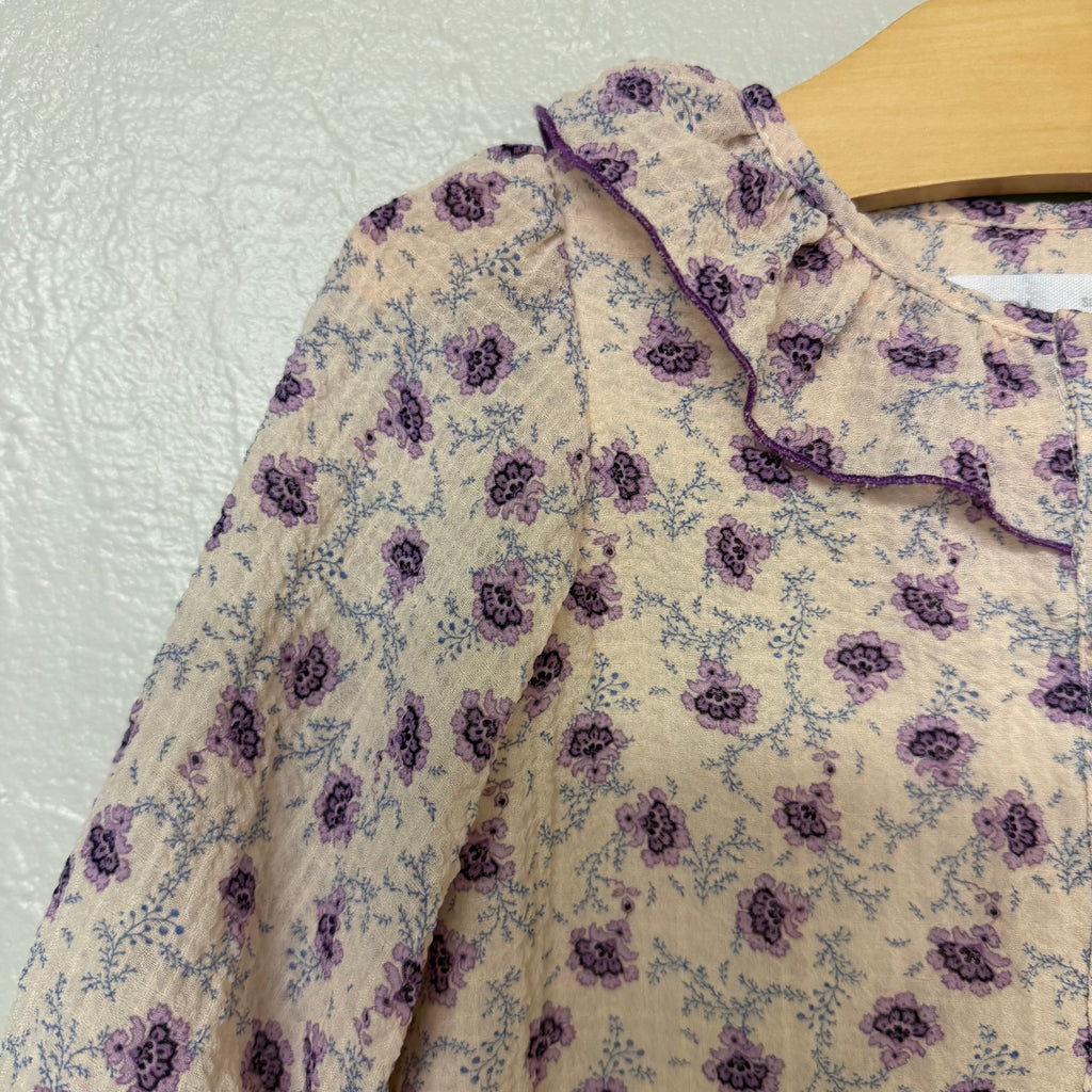 zara girls cream and purple dress 9-12M