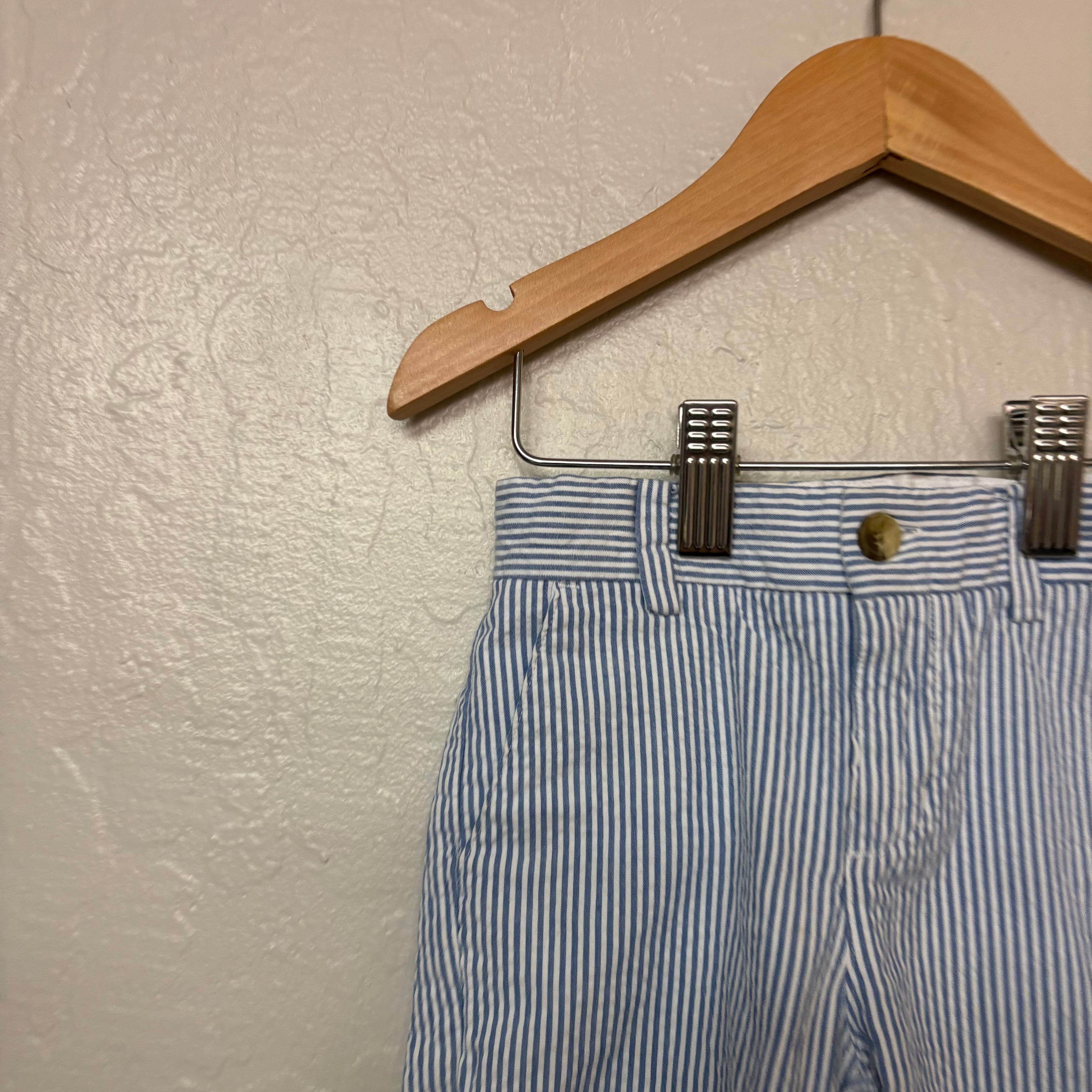 janie and jack boys’ white and blue stripped  seersucker pants 18-24M