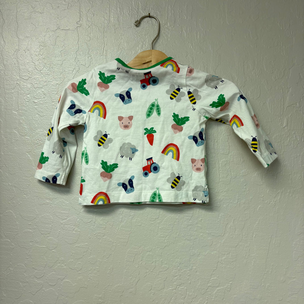 mini boden boys’ white long sleeve tee with animal print 3-6M