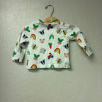 mini boden boys’ white long sleeve tee with animal print 3-6M